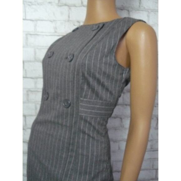 Tex by MaxAzria Dark Grey Wool-Like Pin Stripe Sheath Dress XS NWT - Picture 5 of 9